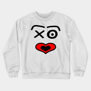 Funny love face -  black and red. Crewneck Sweatshirt